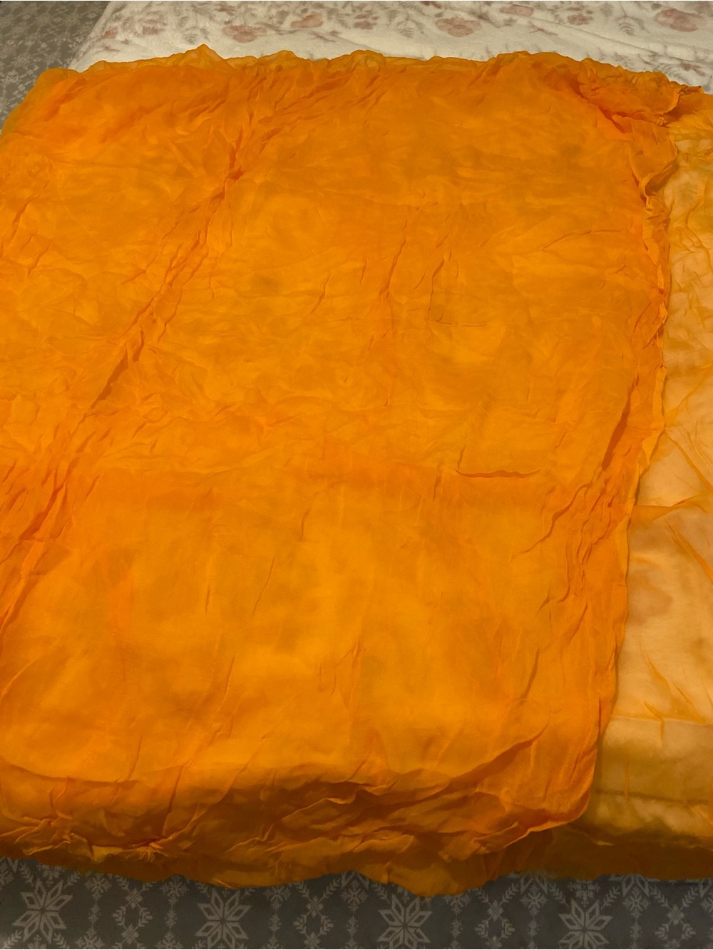 Indian Orange Women's Sheer Scarf Dupatta Versatile Shawl Raw Hem
